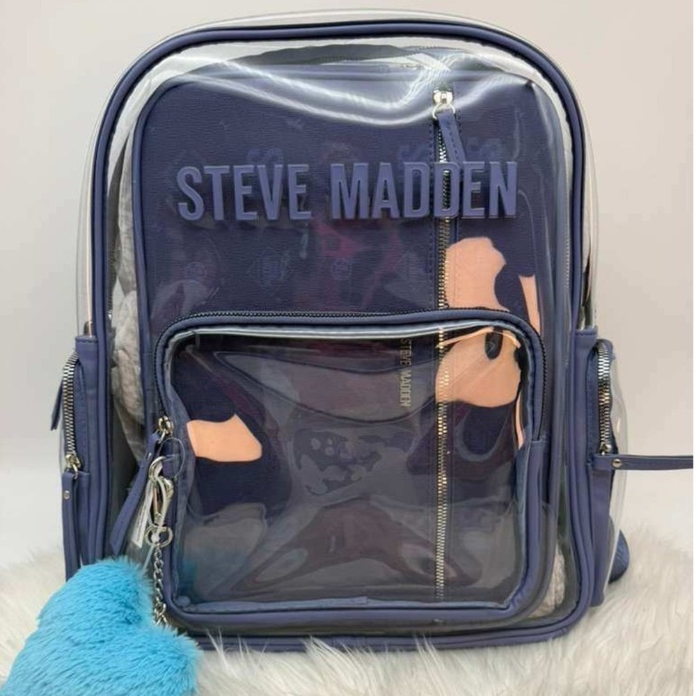 Steve Madden 3-Piece Clear Backpack‎ Set – Navy Blue Transparent – NWT